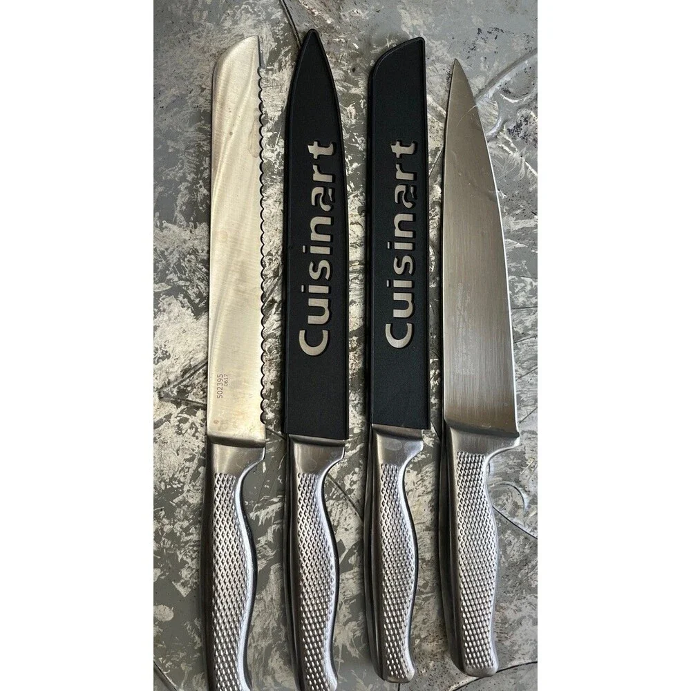 Cuisinart Graphix Knife Stainless Steel Chef Bread Slicing‎ Knives Sheaths Lot 4
